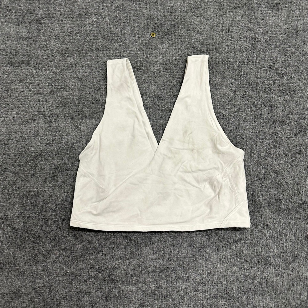 Free People Movement Sports Bra Womens Size L White V-Neck Activewear Crop Top